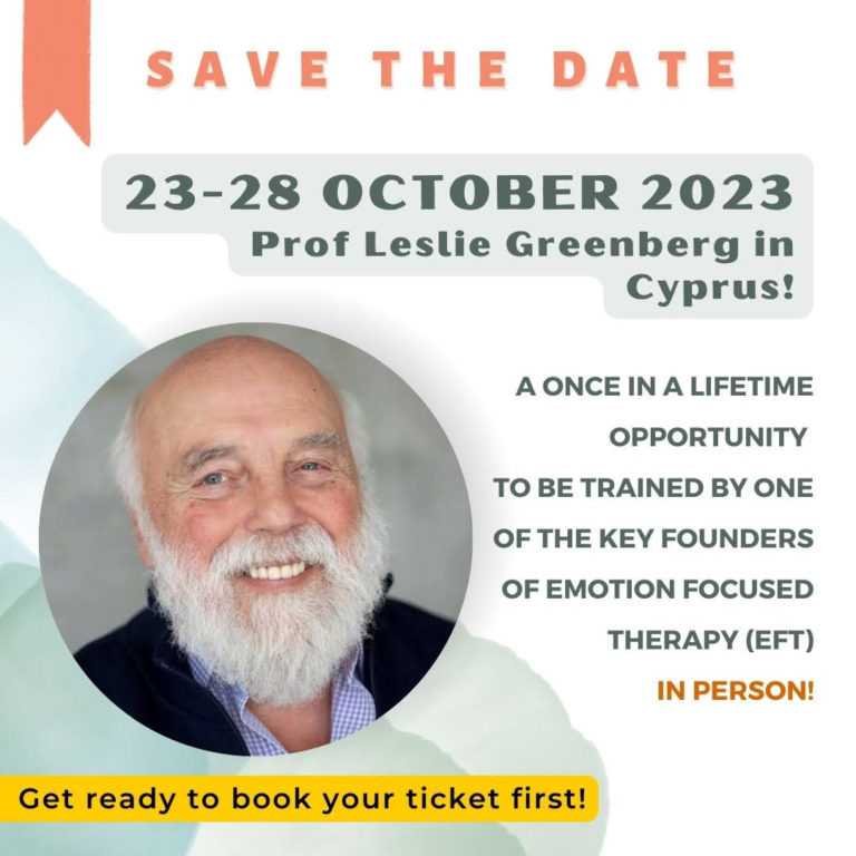 Save the Date: 23-28 Oct 2023 Prof Leslie Greenberg in Cyprus! In-person training